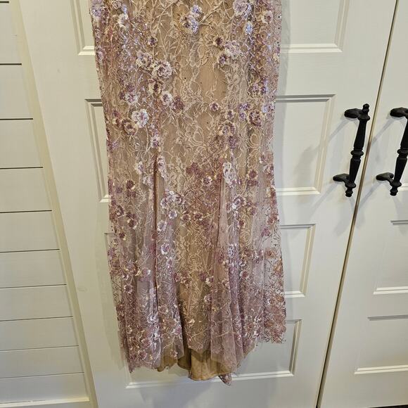 Mac Duggal 67481 Pink Floral Embellished Sleeveless Plunge Neck Gown Size 6 - Picture 4 of 10